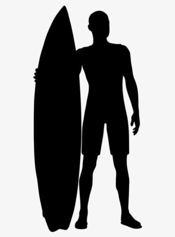 Surfer with Surfboard Silhouette : Stock Vector (Royalty Free) 021515