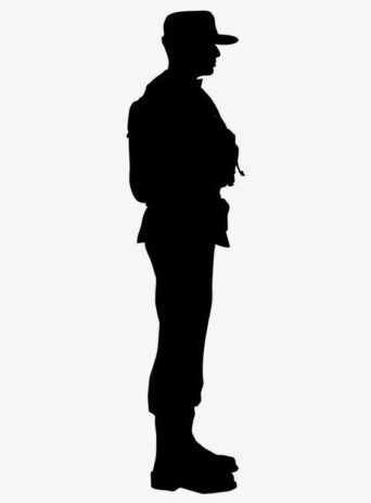Illustration Of Soldier With Bags Standing Still In Silhouette Isolated On White : Stock Vector (Royalty Free) 021563