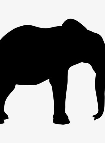 Illustration Of Elephant Standing Still In Silhouette Isolated On White : Stock Vector (Royalty Free) 021564