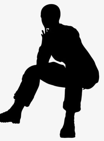 Illustration Of Female Soldier Sitting Down Looking Ahead In Silhouette Isolated On White : Stock Vector (Royalty Free) 021565