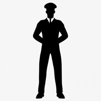 Illustration Of Man On Duty Standing Still Arms Behind In Silhouette Isolated On White : Stock Vector (Royalty Free) 021574