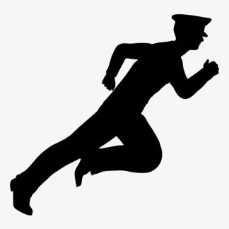 Illustration Of Officer Postman Running Fast In Silhouette Isolated On White : Stock Vector (Royalty Free) 021581