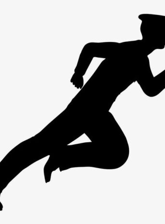 Illustration Of Officer Postman Running Fast In Silhouette Isolated On White : Stock Vector (Royalty Free) 021581