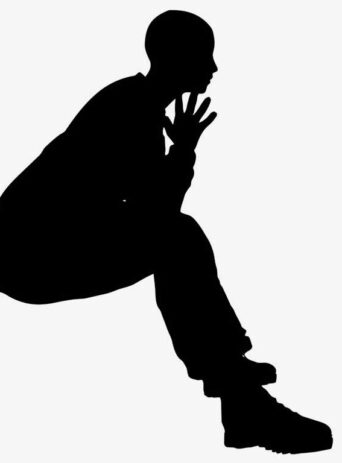 Illustration Of Female Soldier Sitting Down Looking Ahead In Silhouette Isolated On White : Stock Vector (Royalty Free) 021582