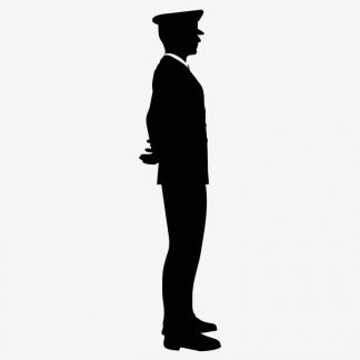 Illustration Of Man On Duty Standing Still Arms Behind In Silhouette Isolated On White : Stock Vector (Royalty Free) 021588