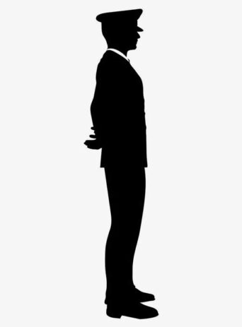Illustration Of Man On Duty Standing Still Arms Behind In Silhouette Isolated On White : Stock Vector (Royalty Free) 021588