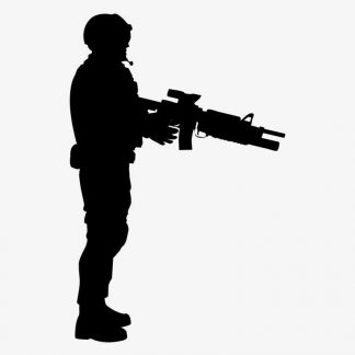 Illustration Of Army Soldier Standing With A Gun In Silhouette Isolated On White : Stock Vector (Royalty Free) 021596