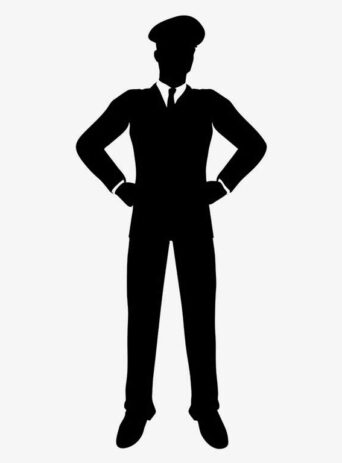 Illustration Of Man In Uniform Stand Still In Power Pose In Silhouette Isolated On White : Stock Vector (Royalty Free) 021602