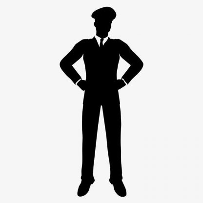 Illustration Of Man In Uniform Stand Still In Power Pose In Silhouette Isolated On White : Stock Vector (Royalty Free) 021602