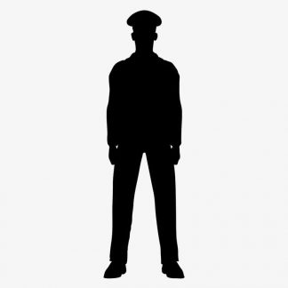 Illustration Of Man With Police Hat Standing Still In Silhouette Isolated On White : Stock Vector (Royalty Free) 021625