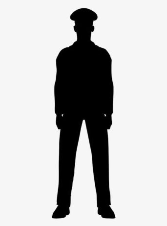 Illustration Of Man With Police Hat Standing Still In Silhouette Isolated On White : Stock Vector (Royalty Free) 021625