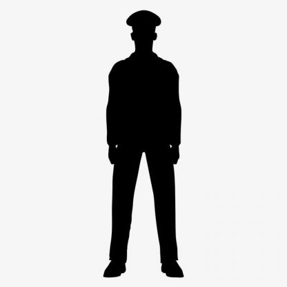 Illustration Of Man With Police Hat Standing Still In Silhouette Isolated On White : Stock Vector (Royalty Free) 021625