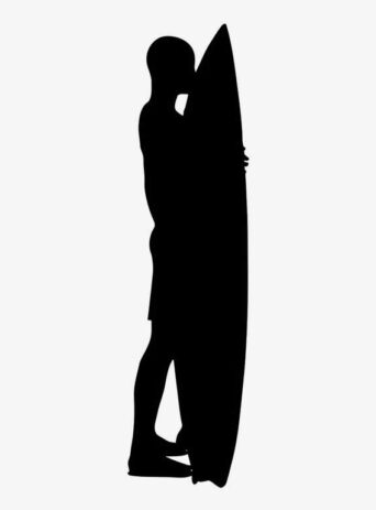 Illustration Of Surfer With Surfboard Standing Still In Silhouette Isolated On White : Stock Vector (Royalty Free) 021635