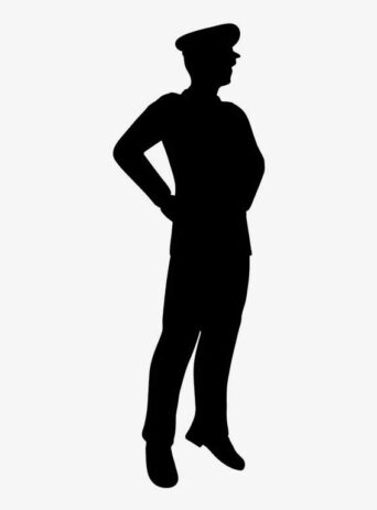 Illustration Of Man On Duty Standing With Arms Behind In Silhouette Isolated On White : Stock Vector (Royalty Free) 021641