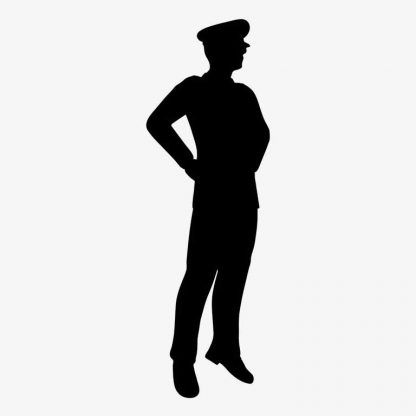 Illustration Of Man On Duty Standing With Arms Behind In Silhouette Isolated On White : Stock Vector (Royalty Free) 021641