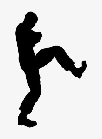 Illustration Of Female Soldier Hitting With Feet In Silhouette Isolated On White : Stock Vector (Royalty Free) 021686