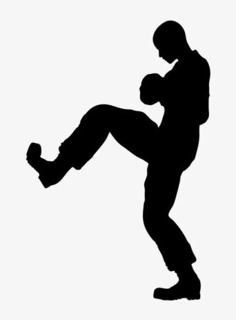 Woman Officer Soldier Kicking A Door Or Something In Silhouette Isolated On White : Stock Vector (Royalty Free) 021738