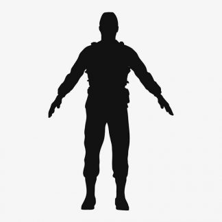 Illustration Of Soldier Standing With Open Arms In Silhouette Isolated On White : Stock Vector (Royalty Free) 021752