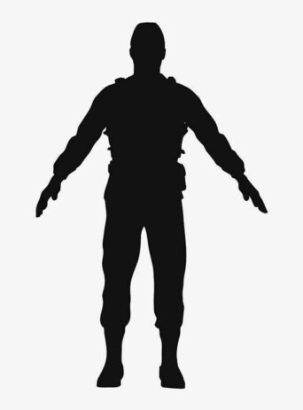 Illustration Of Soldier Standing With Open Arms In Silhouette Isolated On White : Stock Vector (Royalty Free) 021752