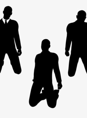 Illustration Of Kneeling Businessmen In Silhouette Isolated On White : Stock Vector (Royalty Free) 021764