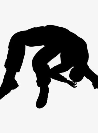 Illustration Of Person Falling On His Back Hanging In The Air In Silhouette Isolated On White