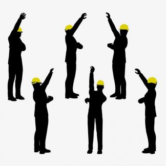 Illustration Of Workers With Hard Hat Extending Arms In Silhouette Isolated On White : Stock Vector (Royalty Free) 021806