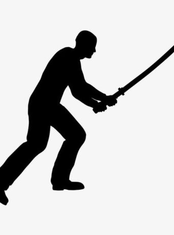 Illustration Of A Warrior With A Katana Sword Attacking In Silhouette Isolated On White : Stock Vector (Royalty Free) 021815