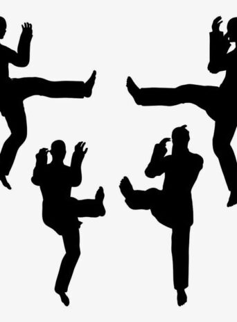 Illustration Of People Kicking In Defence or Attack Pose In Silhouette Isolated On White : Stock Vector (Royalty Free) 021816