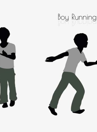 Illustration Of Boy In Running Pose In Silhouette Isolated On White : Stock Vector (Royalty Free) 017002