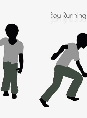 Illustration Of Boy In Running Pose In Silhouette Isolated On White : Stock Vector (Royalty Free) 017003