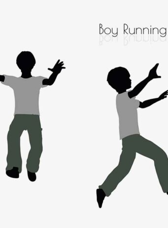 Illustration Of Boy In Running Pose In Silhouette Isolated On White : Stock Vector (Royalty Free) 017005