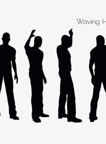 Illustration Of A Man In Waving Hands Pose In Silhouette Isolated On White : Stock Vector (Royalty Free) 017017