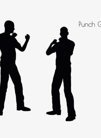 Illustration Of Man Giving A Punch Pose In Silhouette Isolated On White : Stock Vector (Royalty Free) 017027