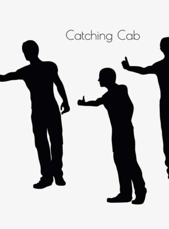 Illustration Of Man Catching Cab Pose In Silhouette Isolated On White : Stock Vector (Royalty Free) 017031