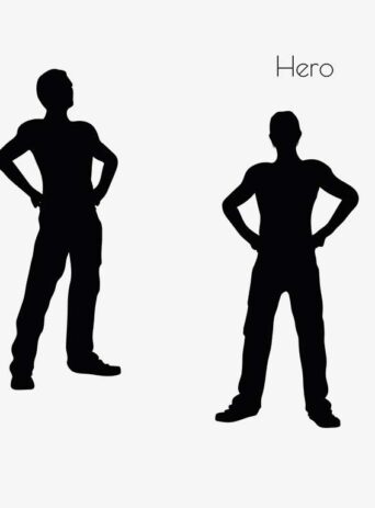 Illustration Of Man In Hero Pose In Silhouette Isolated On White : Stock Vector (Royalty Free) 017032