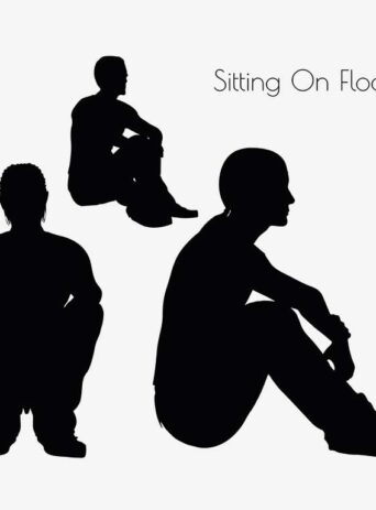 Illustration Of Man Sitting On Floor Pose In Silhouette Isolated On White : Stock Vector (Royalty Free) 017039