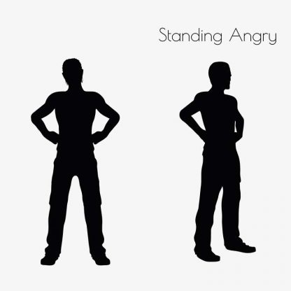 Illustration Of Man Standing Angry Pose In Silhouette Isolated On White : Stock Vector (Royalty Free) 017045