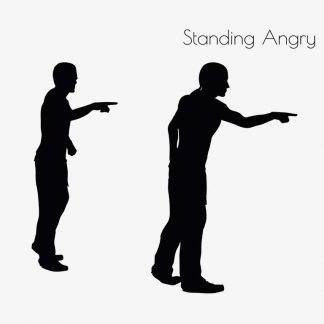 Illustration Of Man Standing Angry Pose In Silhouette Isolated On White : Stock Vector (Royalty Free) 017046