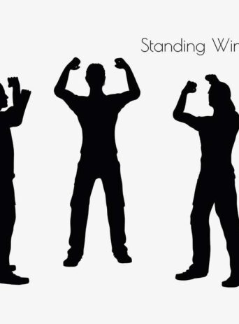 Illustration Of Man Standing Winner Pose In Silhouette Isolated On White : Stock Vector (Royalty Free) 017053