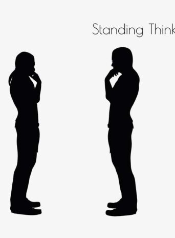 Illustration Of Man Standing Thinking Pose In Silhouette Isolated On White : Stock Vector (Royalty Free) 017054