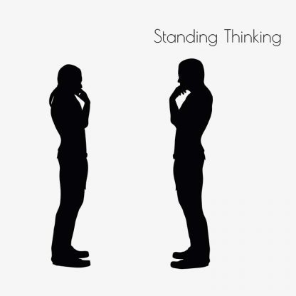 Illustration Of Man Standing Thinking Pose In Silhouette Isolated On White : Stock Vector (Royalty Free) 017054