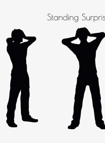 Illustration Of Man Standing Surprised Pose In Silhouette Isolated On White : Stock Vector (Royalty Free) 017055
