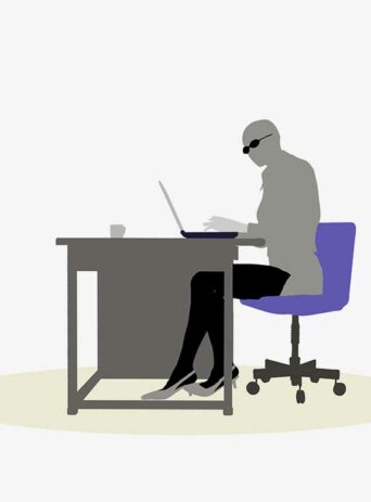 Illustration Of A Business Woman Sitting At A Desk Pose In Silhouette Isolated On White : Stock Vector (Royalty Free) 017061