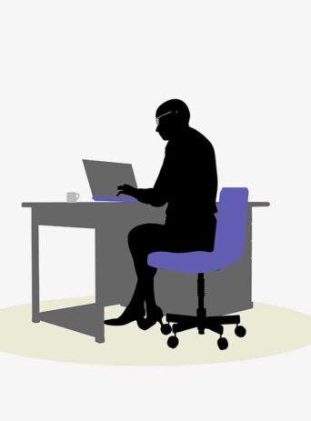 Illustration Of A Business Woman Sitting At A Desk Pose In Silhouette Isolated On White : Stock Vector (Royalty Free) 017063