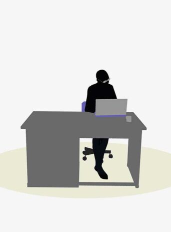 Illustration Of A Business Woman Sitting At A Desk Pose In Silhouette Isolated On White : Stock Vector (Royalty Free) 017064