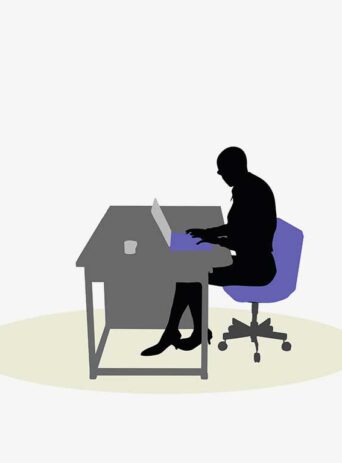 Illustration Of A Business Woman Sitting At A Desk Pose In Silhouette Isolated On White : Stock Vector (Royalty Free) 017065