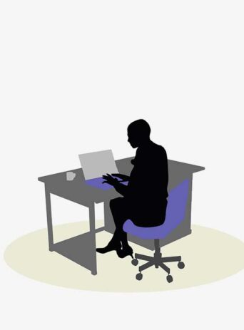 Illustration Of A Business Woman Sitting At A Desk Pose In Silhouette Isolated On White : Stock Vector (Royalty Free) 017066