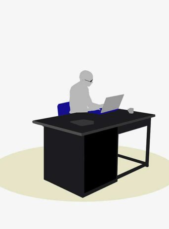 Illustration Of A Business Woman Sitting At A Desk Pose In Silhouette Isolated On White : Stock Vector (Royalty Free) 017067
