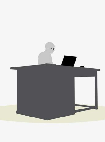 Illustration Of A Business Woman Sitting At A Desk Pose In Silhouette Isolated On White : Stock Vector (Royalty Free) 017068