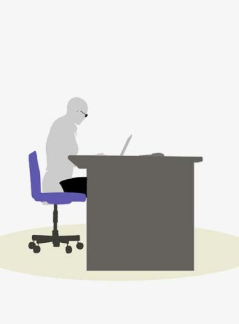 Illustration Of A Business Woman Sitting At A Desk Pose In Silhouette Isolated On White : Stock Vector (Royalty Free) 017069